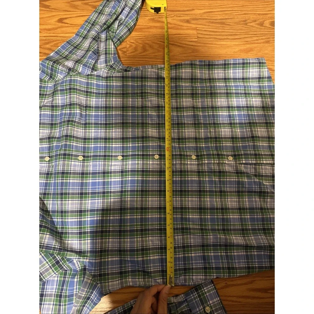 Lauren Ralph Lauren Shirt Mens L Sleeve Button Front Plaid Pocket